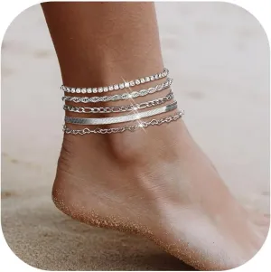 Ankle Bracelets for Women Silver Anklets Summer Beach Vacation Outfits Cuba Paperclip Anklet Dainty Link Chain Ankles Foot Jewelry
