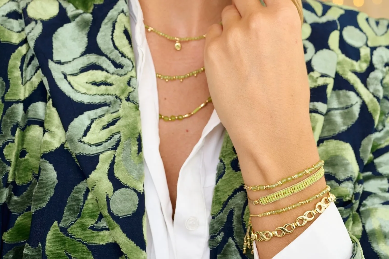 Aslan Gold & Lime Beaded Friendship Bracelet