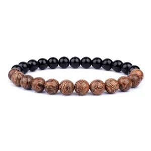 Beaded Bracelet, Double Color Black Onyx Stone Bracelet