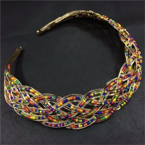 Beaded Wicker Statement Necklace