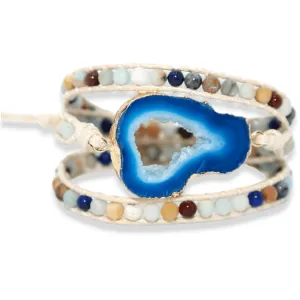 Blue Agate Crystal Ocean Beaded Bracelet