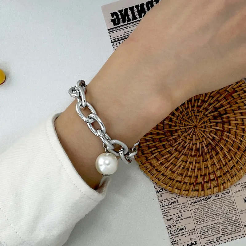 Boho Thick Gold Color Charm Bracelets Bangles New Fashion Jewelry 4pcs Punk Curb Cuban Chain Bracelets Set for Women Gifts