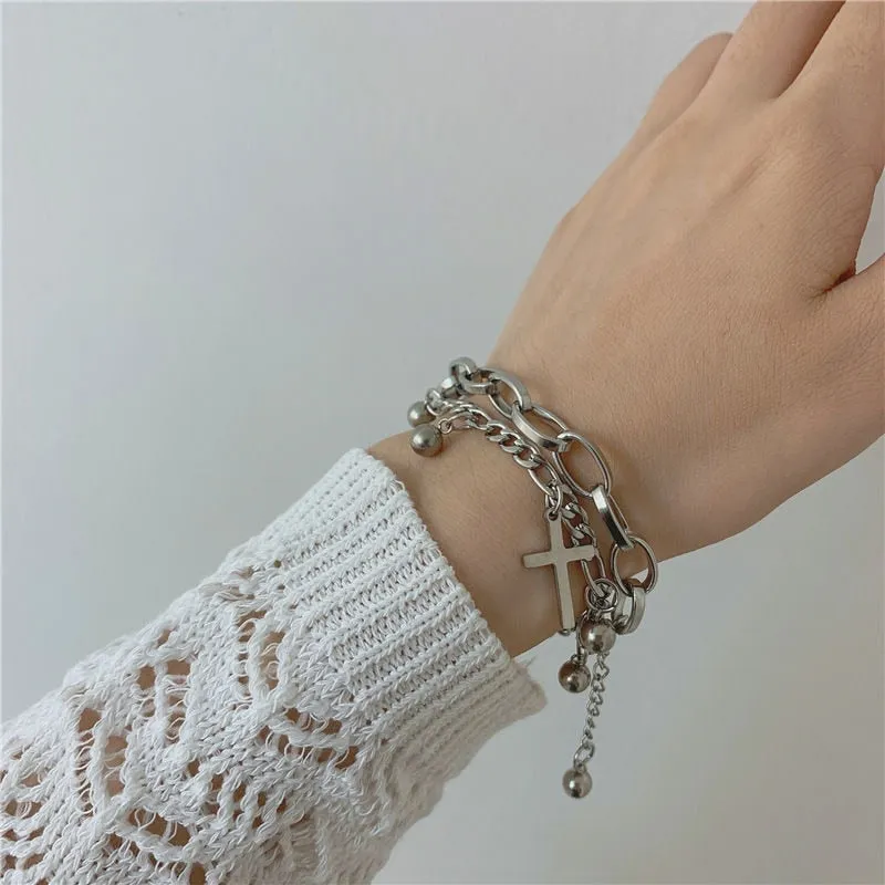 Boho Thick Gold Color Charm Bracelets Bangles New Fashion Jewelry 4pcs Punk Curb Cuban Chain Bracelets Set for Women Gifts