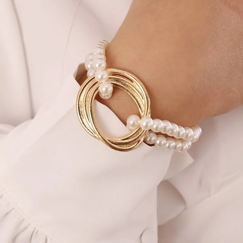Boho Thick Gold Color Charm Bracelets Bangles New Fashion Jewelry 4pcs Punk Curb Cuban Chain Bracelets Set for Women Gifts