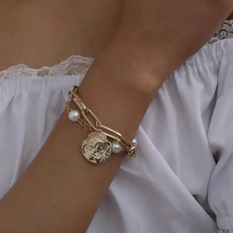 Boho Thick Gold Color Charm Bracelets Bangles New Fashion Jewelry 4pcs Punk Curb Cuban Chain Bracelets Set for Women Gifts
