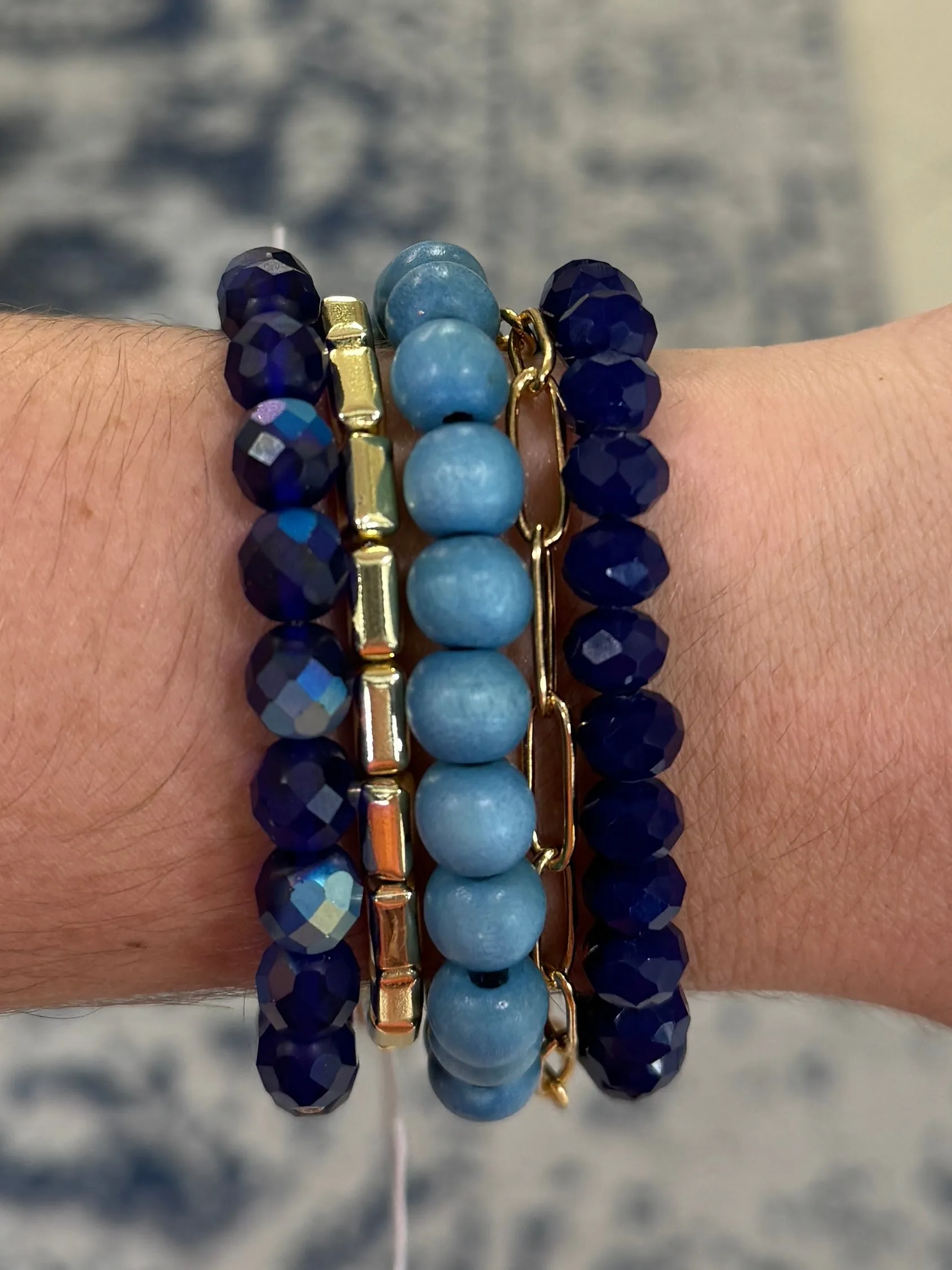 Bright Navy Faceted Rondelle 8mm Bracelet