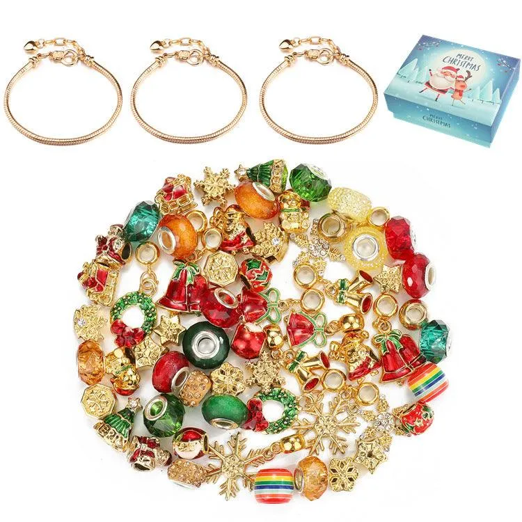 Christmas Beads Alloy Large Hole Beads DIY Set