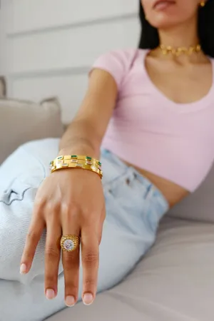 Chunky Zircon Signet Stacking Ring