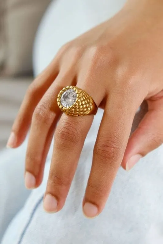 Chunky Zircon Signet Stacking Ring