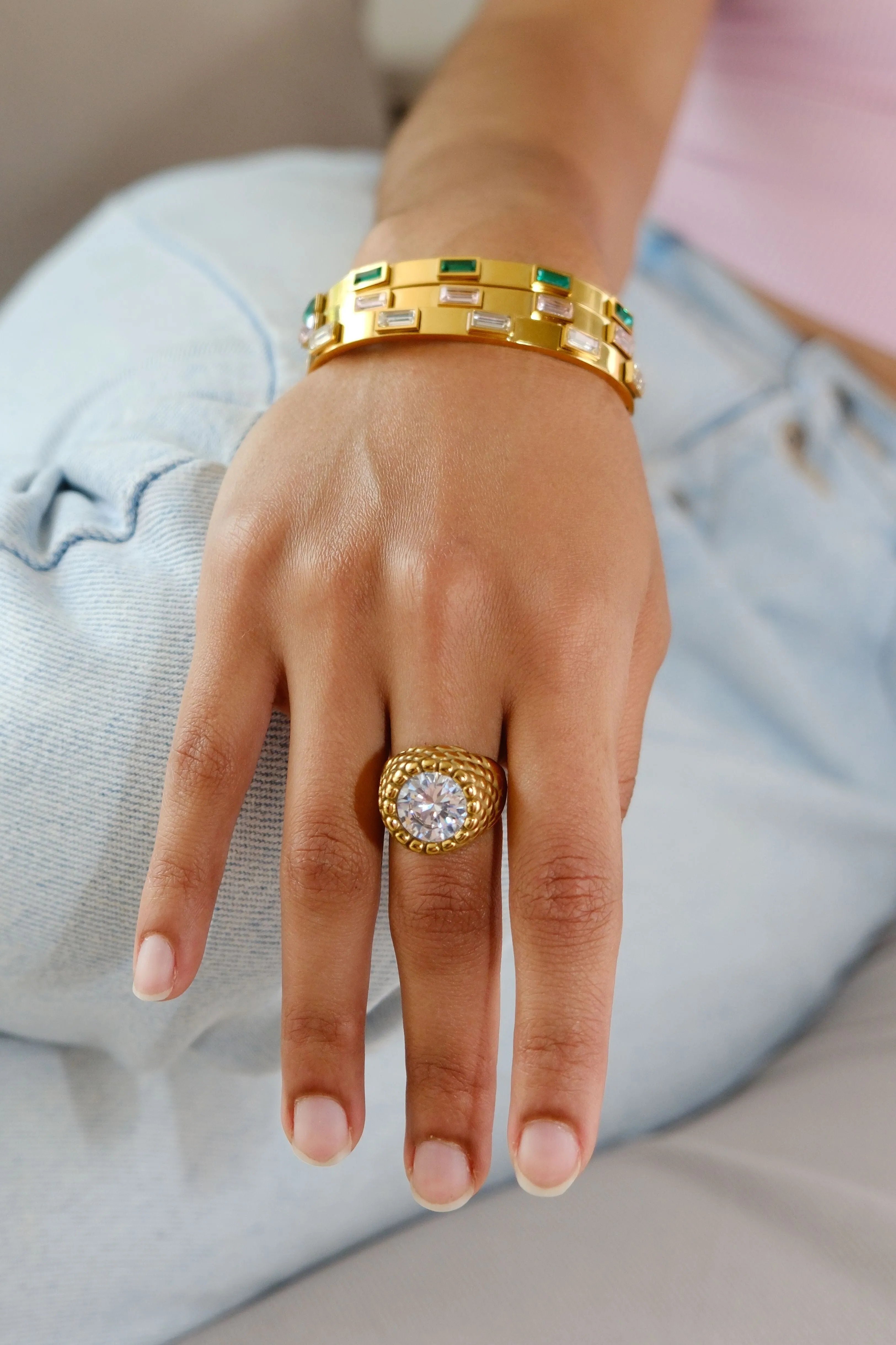 Chunky Zircon Signet Stacking Ring