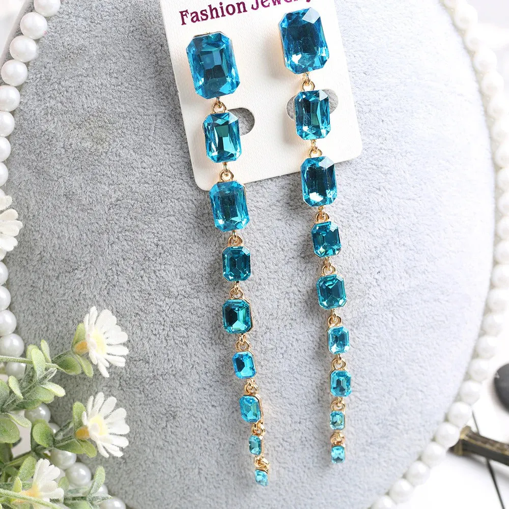Colorful Statement Earrings Women Rhinestone Earrings for Women and Girls (E936)