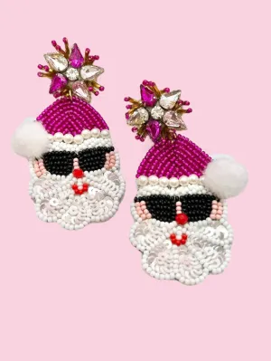 Cool Santa Pink with Pom Pom Earrings