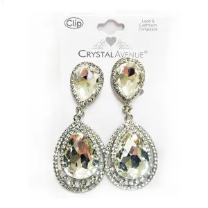 Crystal Avenue Double Teardrop Rhinestone Earrings - clip