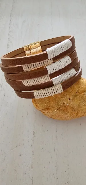 Dahlia - Brown - Boho Magnetic Bracelet