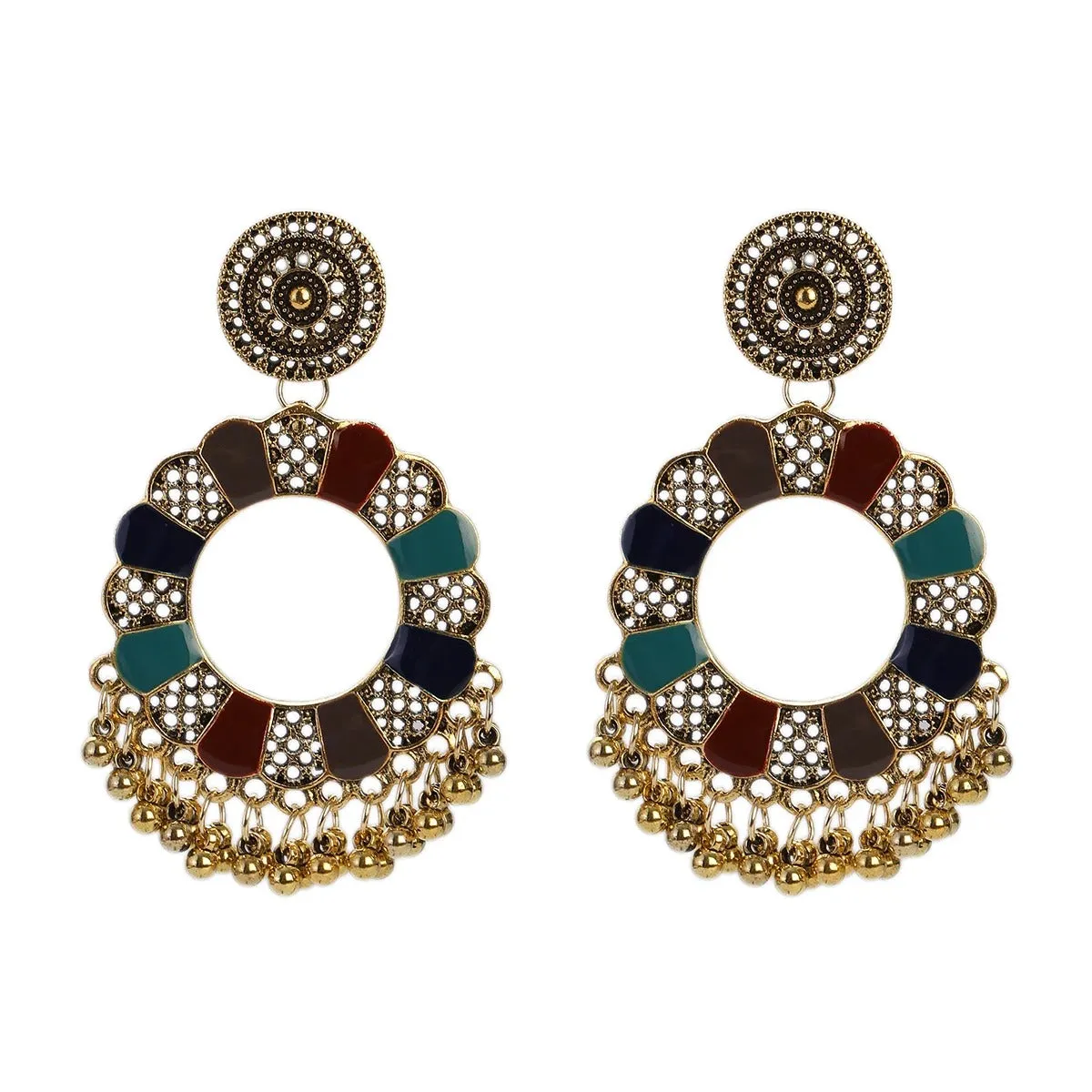 Dangle Bollywood Tassel Beaded Gypsy Chandelier Accessories Jhumki Earrings for Women and Girls (E935)