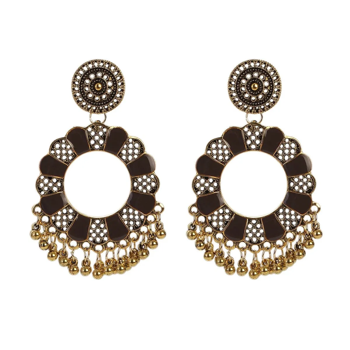 Dangle Bollywood Tassel Beaded Gypsy Chandelier Accessories Jhumki Earrings for Women and Girls (E935)
