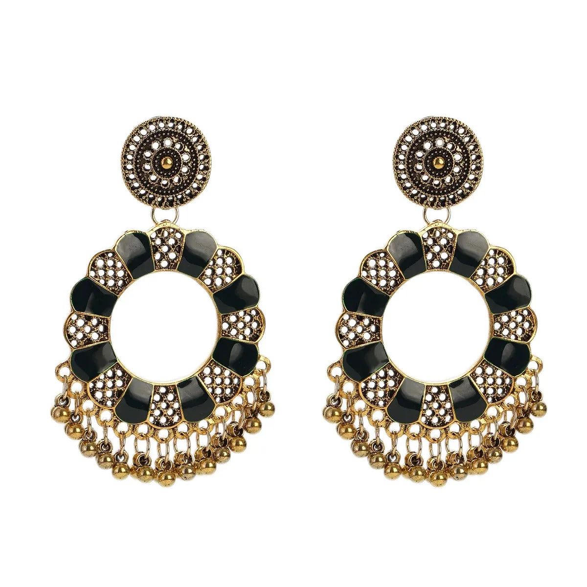 Dangle Bollywood Tassel Beaded Gypsy Chandelier Accessories Jhumki Earrings for Women and Girls (E935)