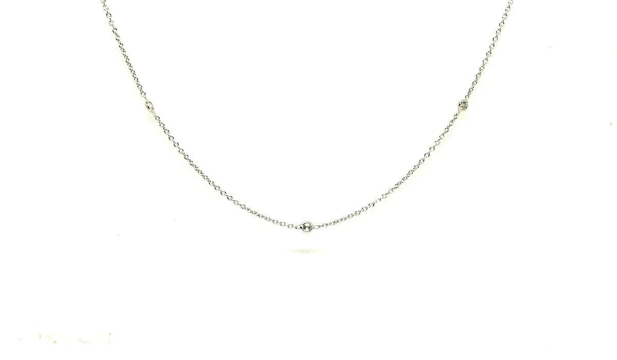 Diamond Bezel Necklace In White Gold