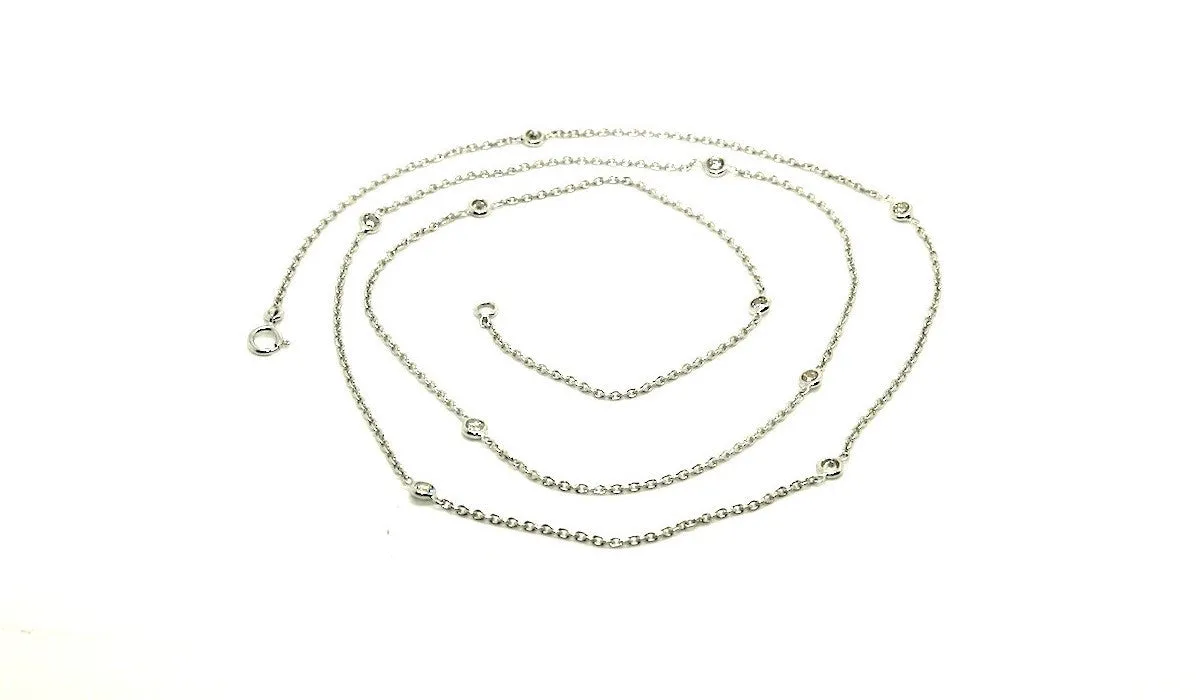 Diamond Bezel Necklace In White Gold