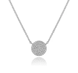Diamond Disc Necklace in White Gold