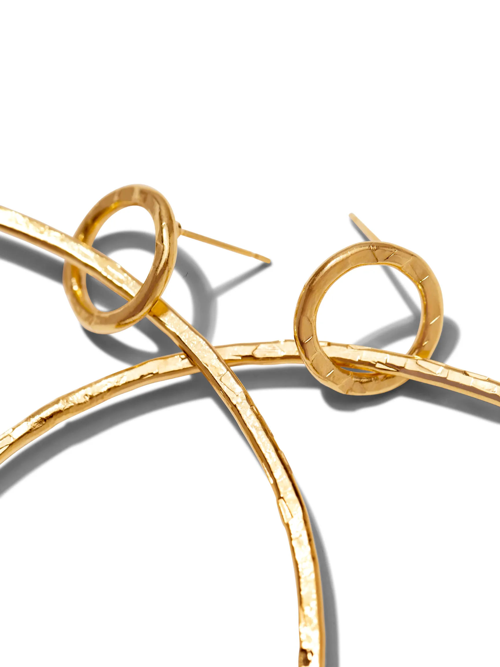 Ellen Large Textured Hoop Post Earrings