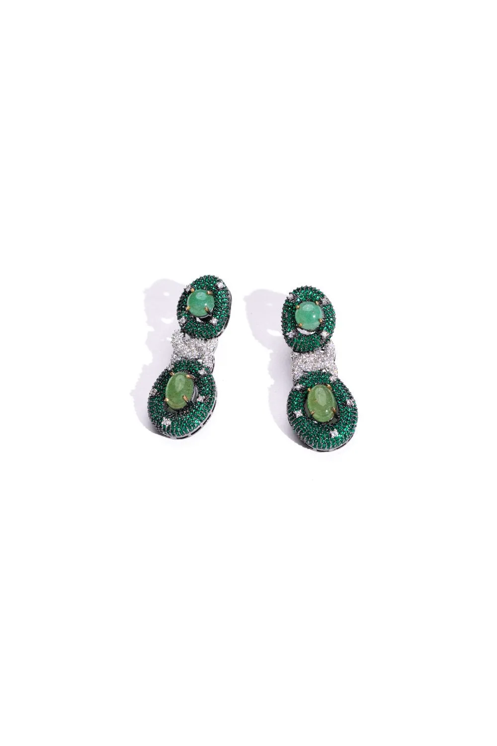 Entangled Chain Dangler Earrings with Emerald and Swarovski | Buy Jewelry Online