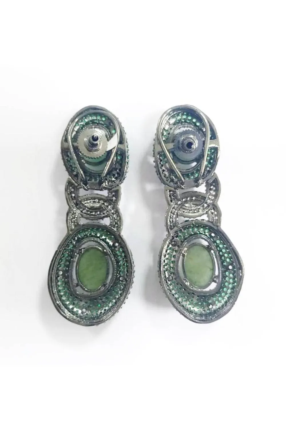 Entangled Chain Dangler Earrings with Emerald and Swarovski | Buy Jewelry Online
