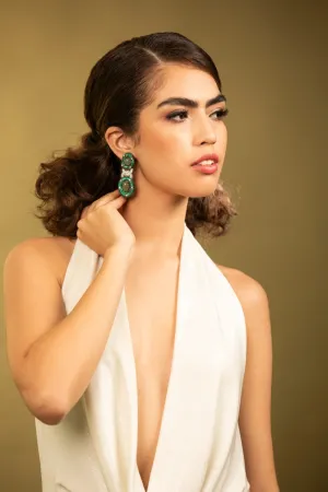 Entangled Chain Dangler Earrings with Emerald and Swarovski | Buy Jewelry Online