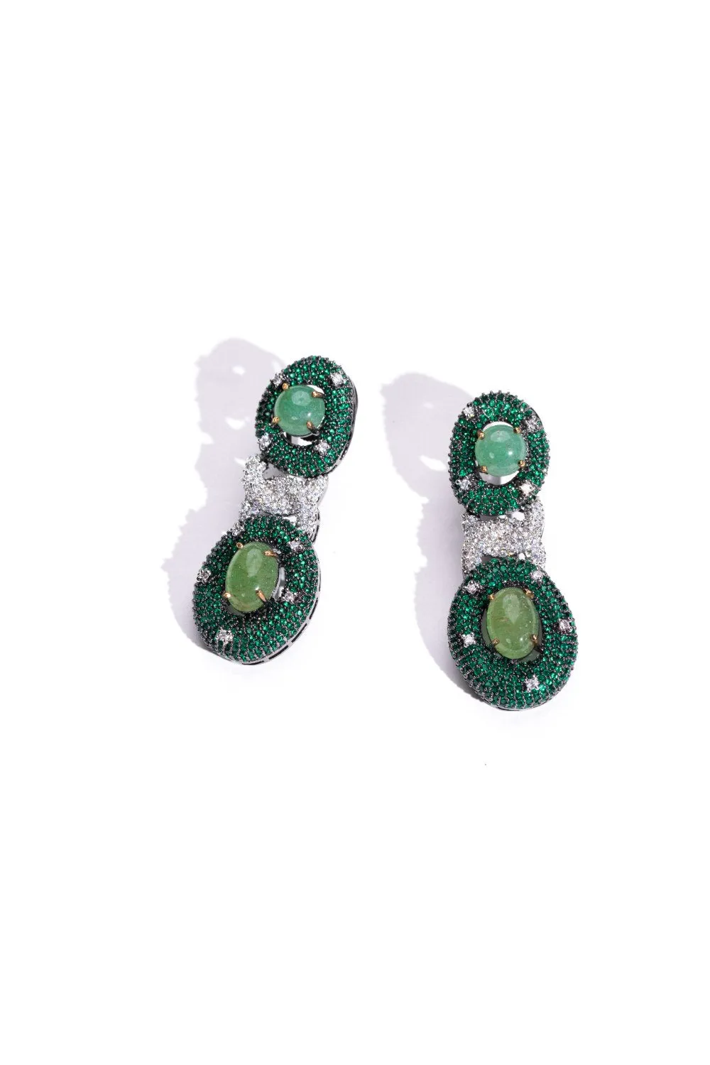 Entangled Chain Dangler Earrings with Emerald and Swarovski | Buy Jewelry Online