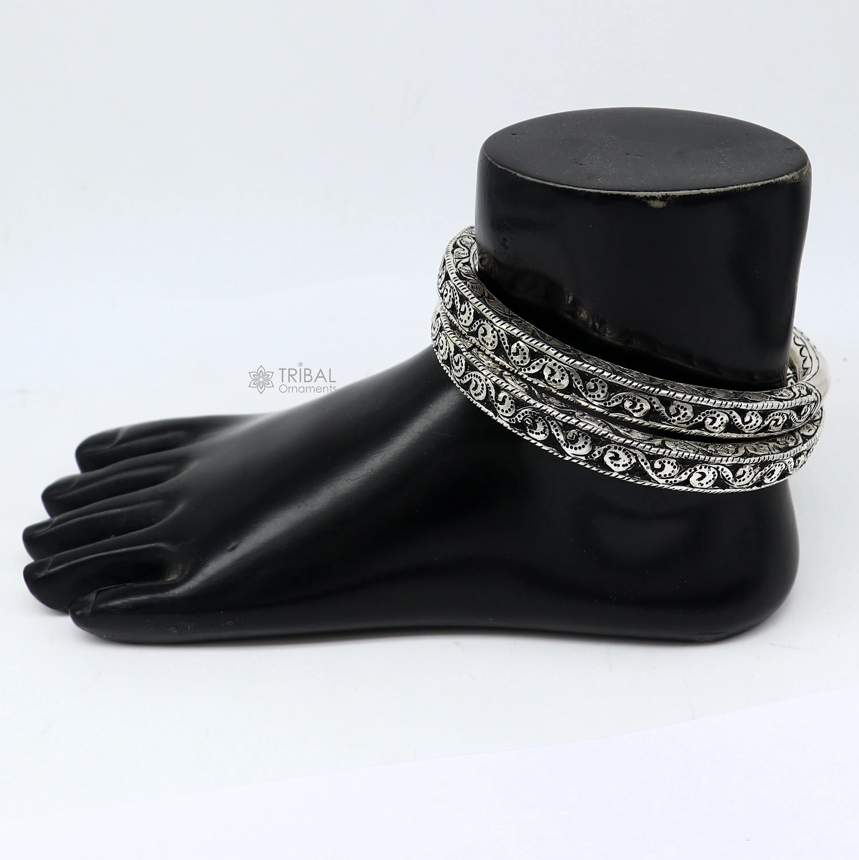 Exclusive trendy stylish 925 sterling silver Vintage design handmade gorgeous foot kada ankle bracelet tribal ethnic silver jewelry nsfk101