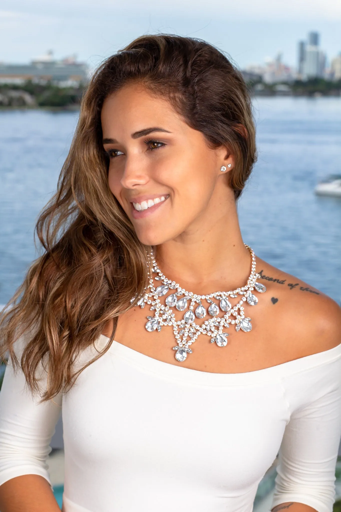 Gold Jeweled Statement Necklace