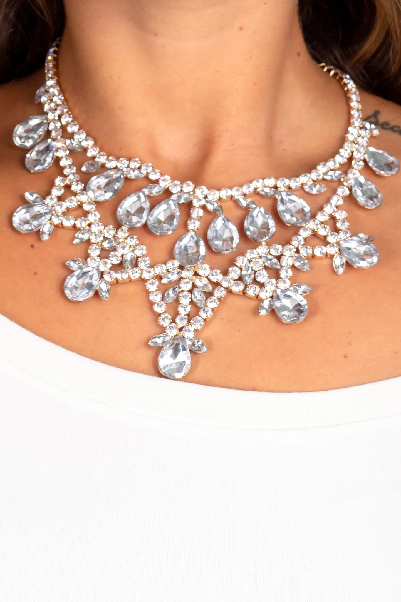Gold Jeweled Statement Necklace