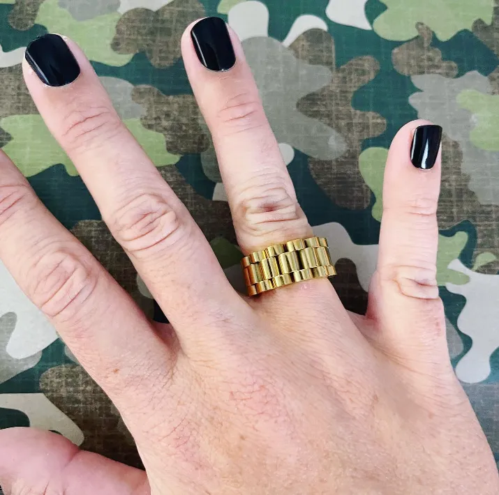 Gold Watchband-style Link Ring