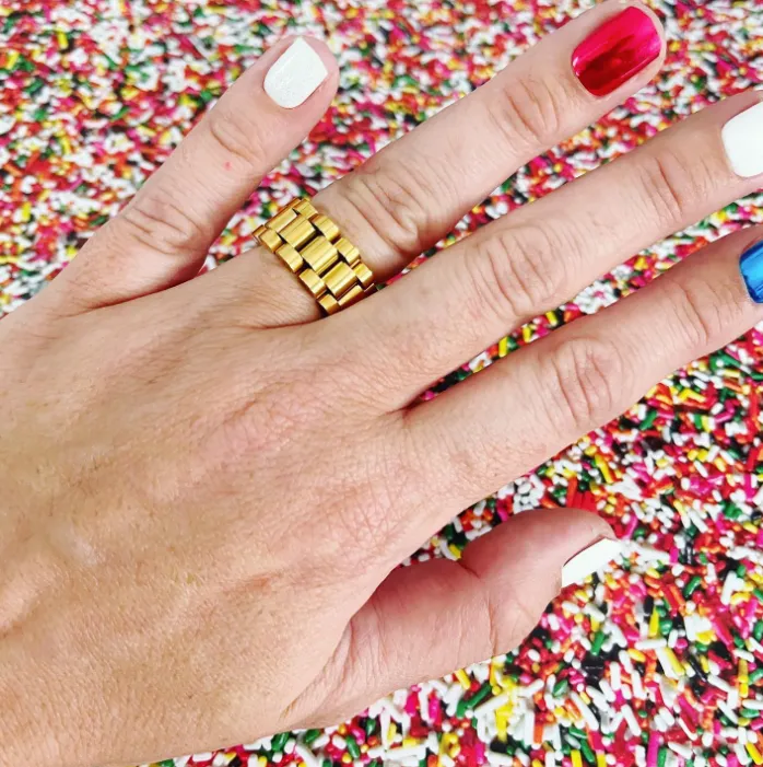 Gold Watchband-style Link Ring