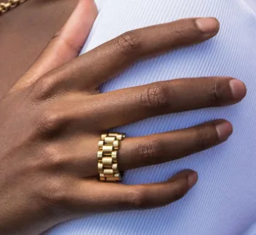 Gold Watchband-style Link Ring