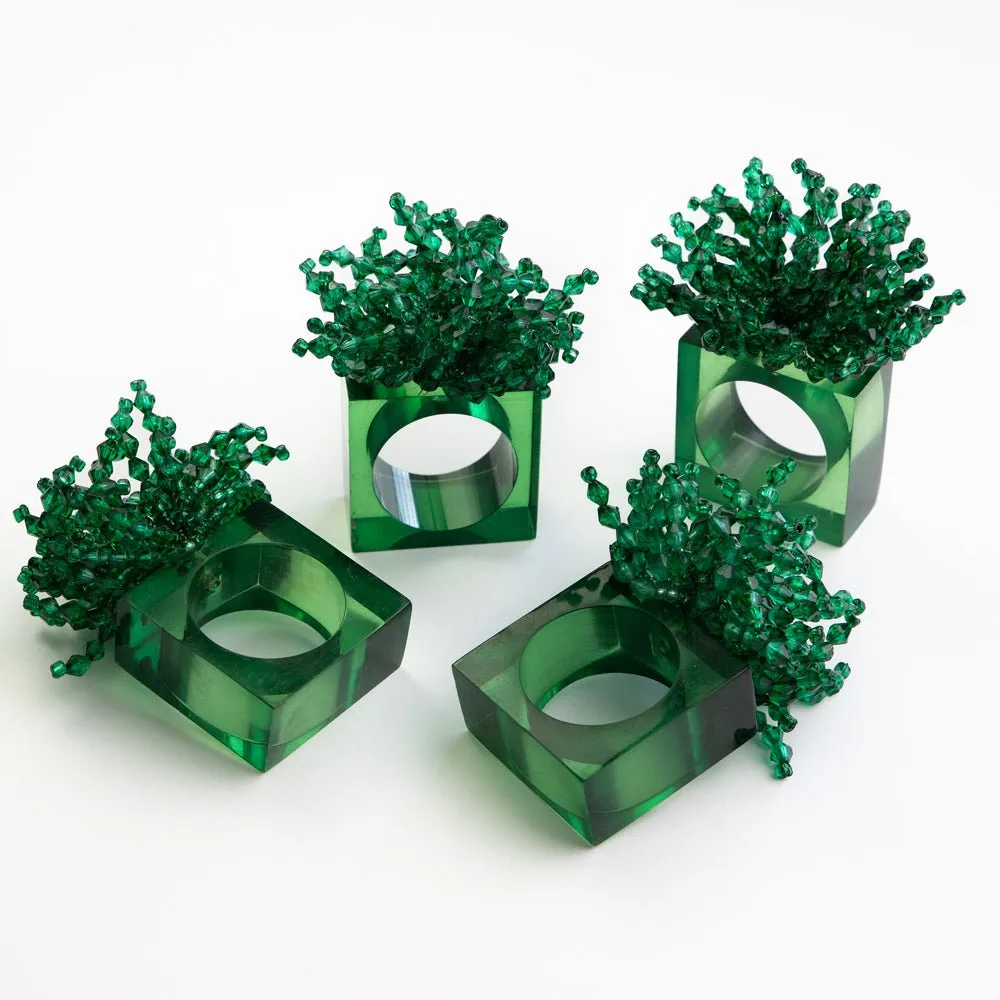 Green Acrylic Beaded Napkin Ring | Set of 4