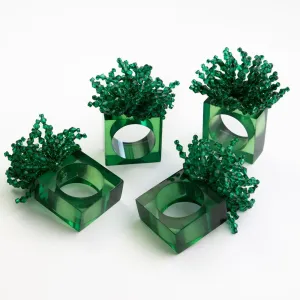Green Acrylic Beaded Napkin Ring | Set of 4