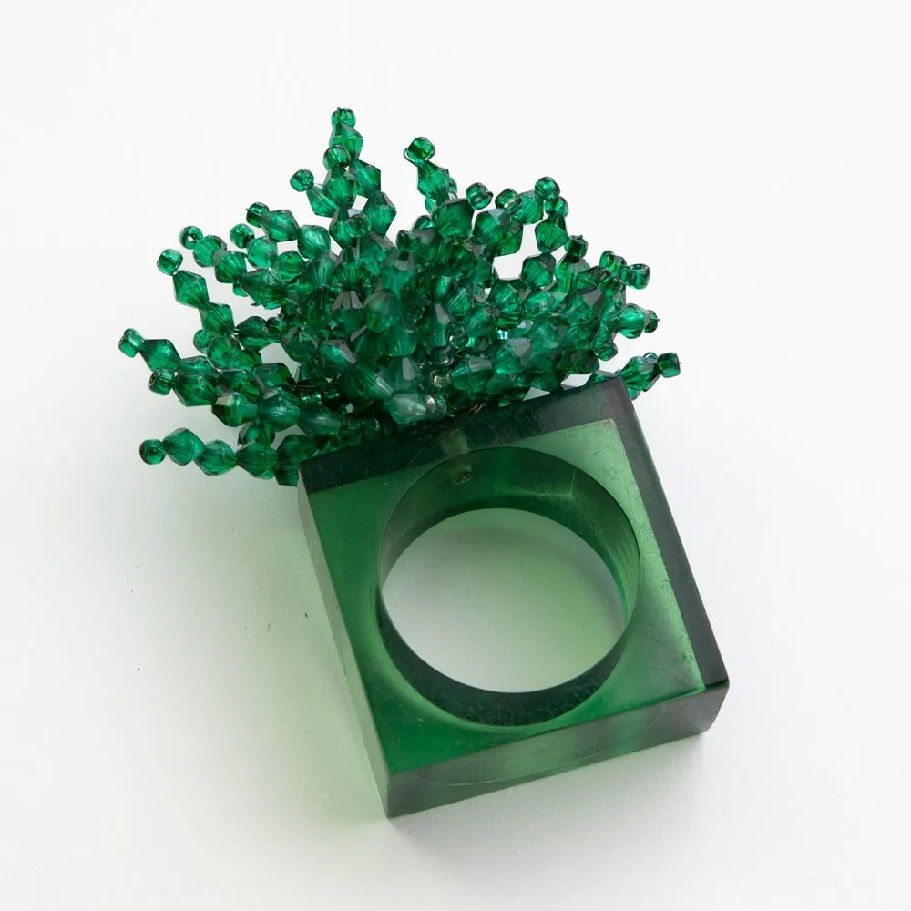 Green Acrylic Beaded Napkin Ring | Set of 4