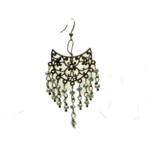 Green Crystal Filigree Chandelier Earrings