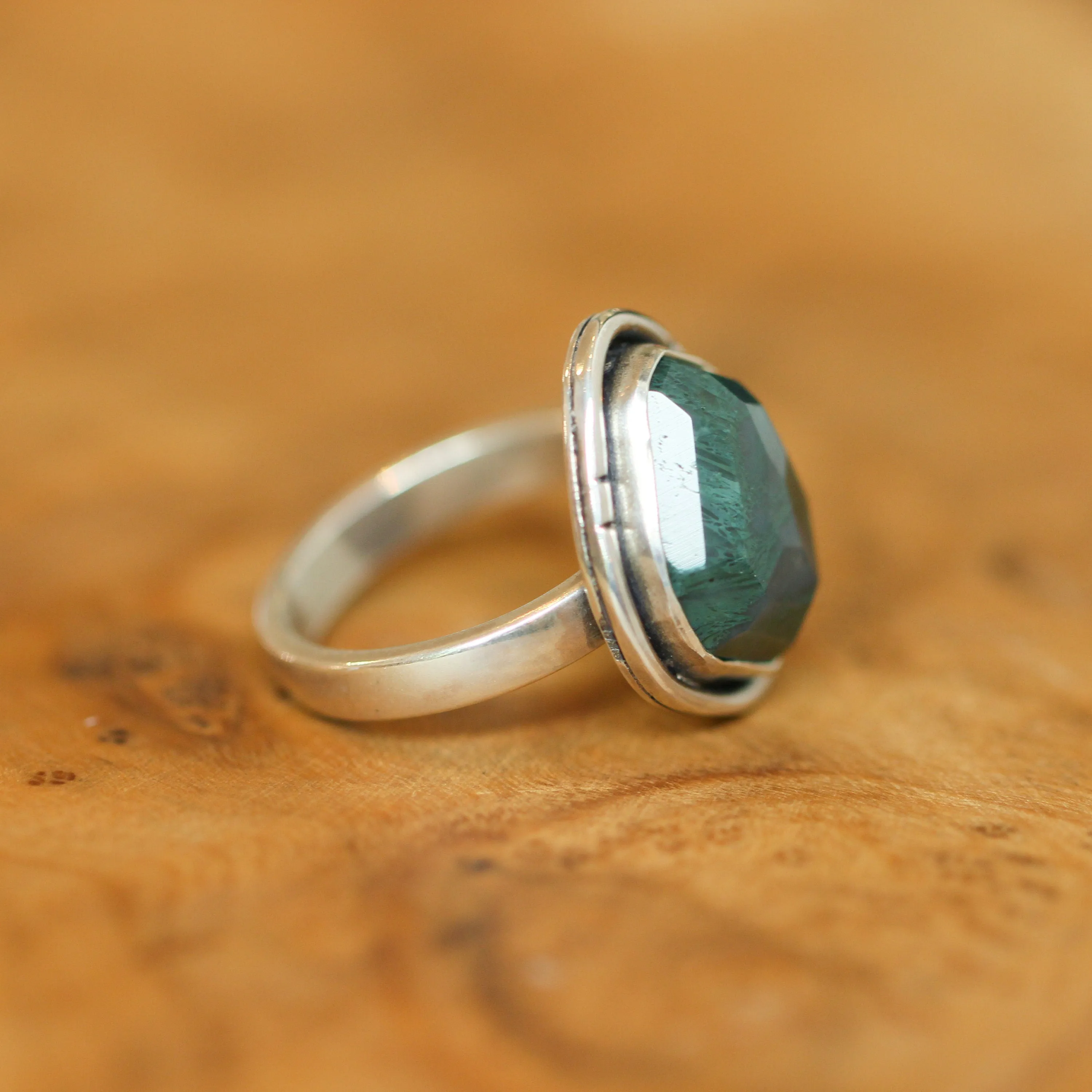 Green Moss Agate Boho Ring - Silversmith Ring - Choose Your Stone - Sterling Silver