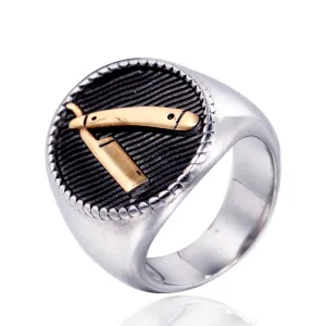 Hairstylist Razor Men's Vintage Titanium Steel Ring