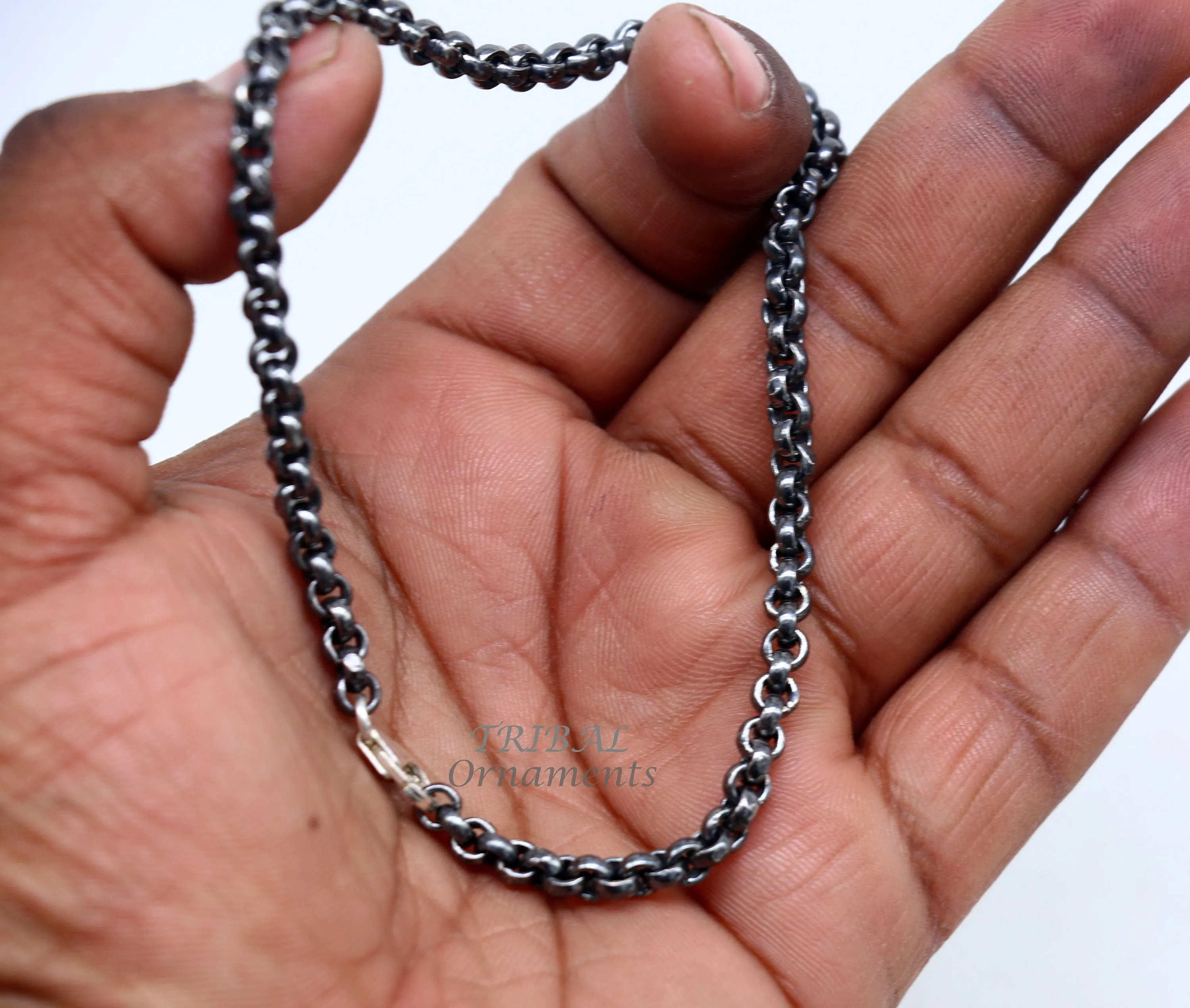 Handmade 925 sterling silver rolo chain oxidized single anklet bracelet, silver anklets, foot bracelet amazing belly dance jewelry ank512
