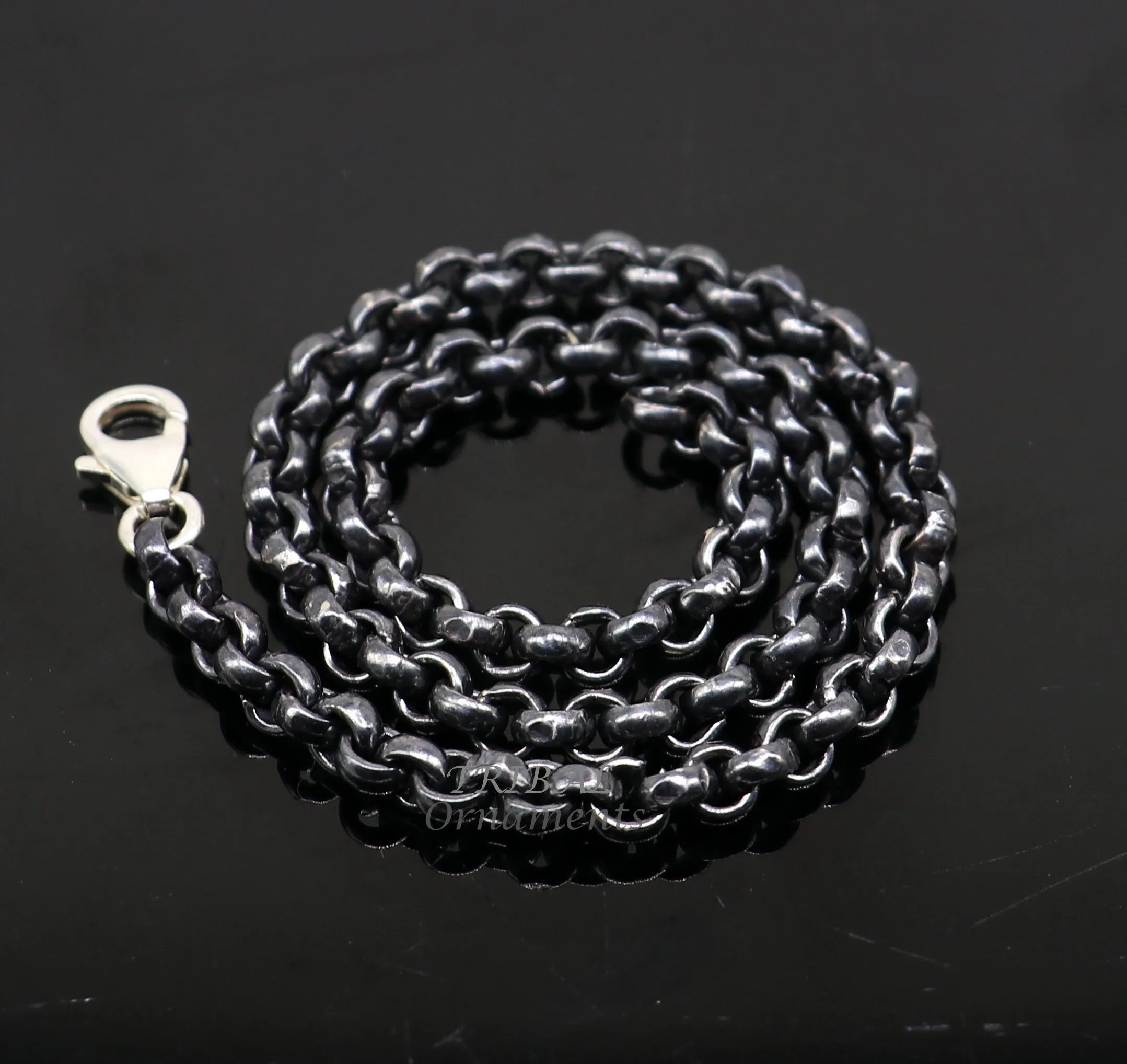 Handmade 925 sterling silver rolo chain oxidized single anklet bracelet, silver anklets, foot bracelet amazing belly dance jewelry ank512
