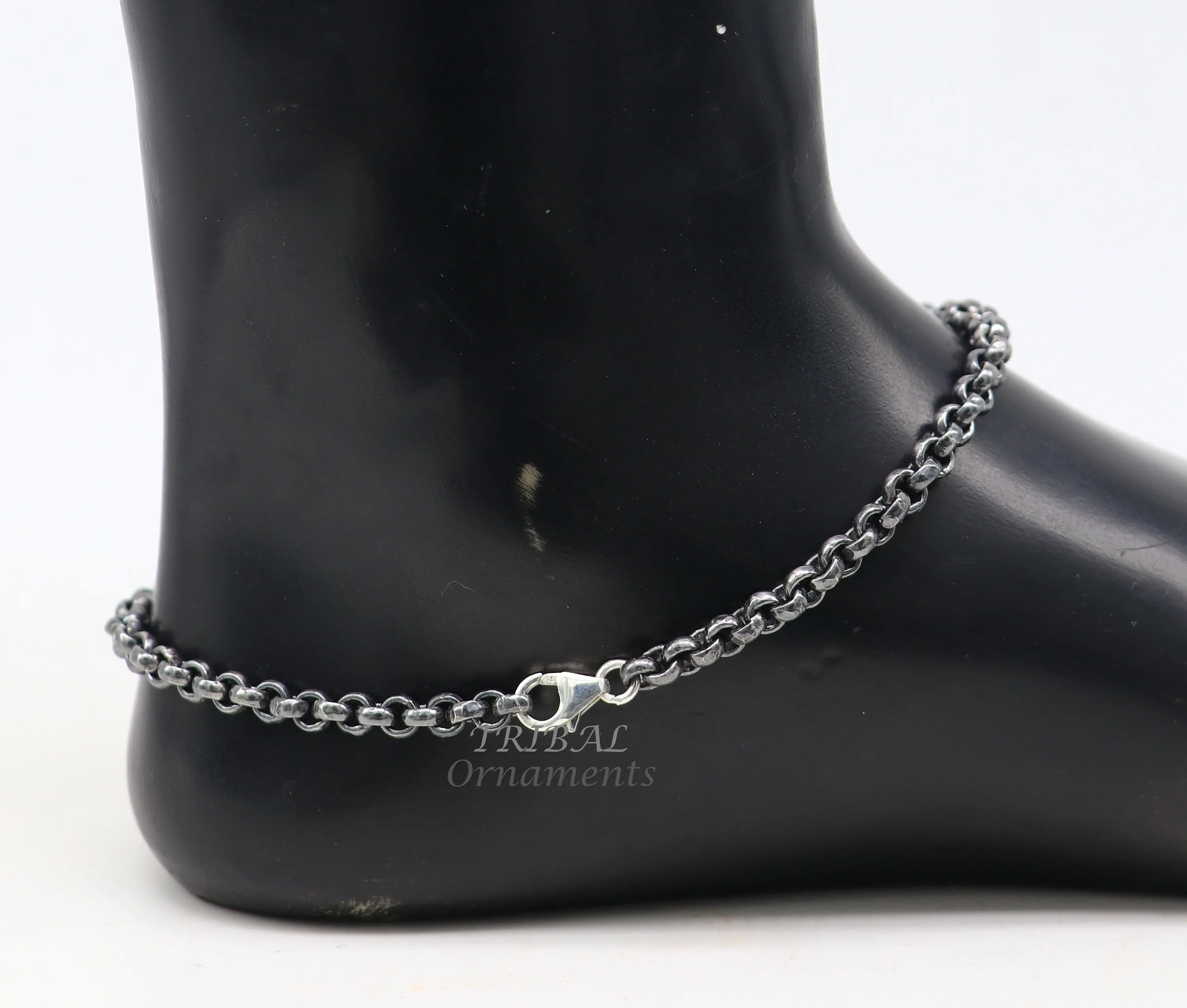 Handmade 925 sterling silver rolo chain oxidized single anklet bracelet, silver anklets, foot bracelet amazing belly dance jewelry ank512