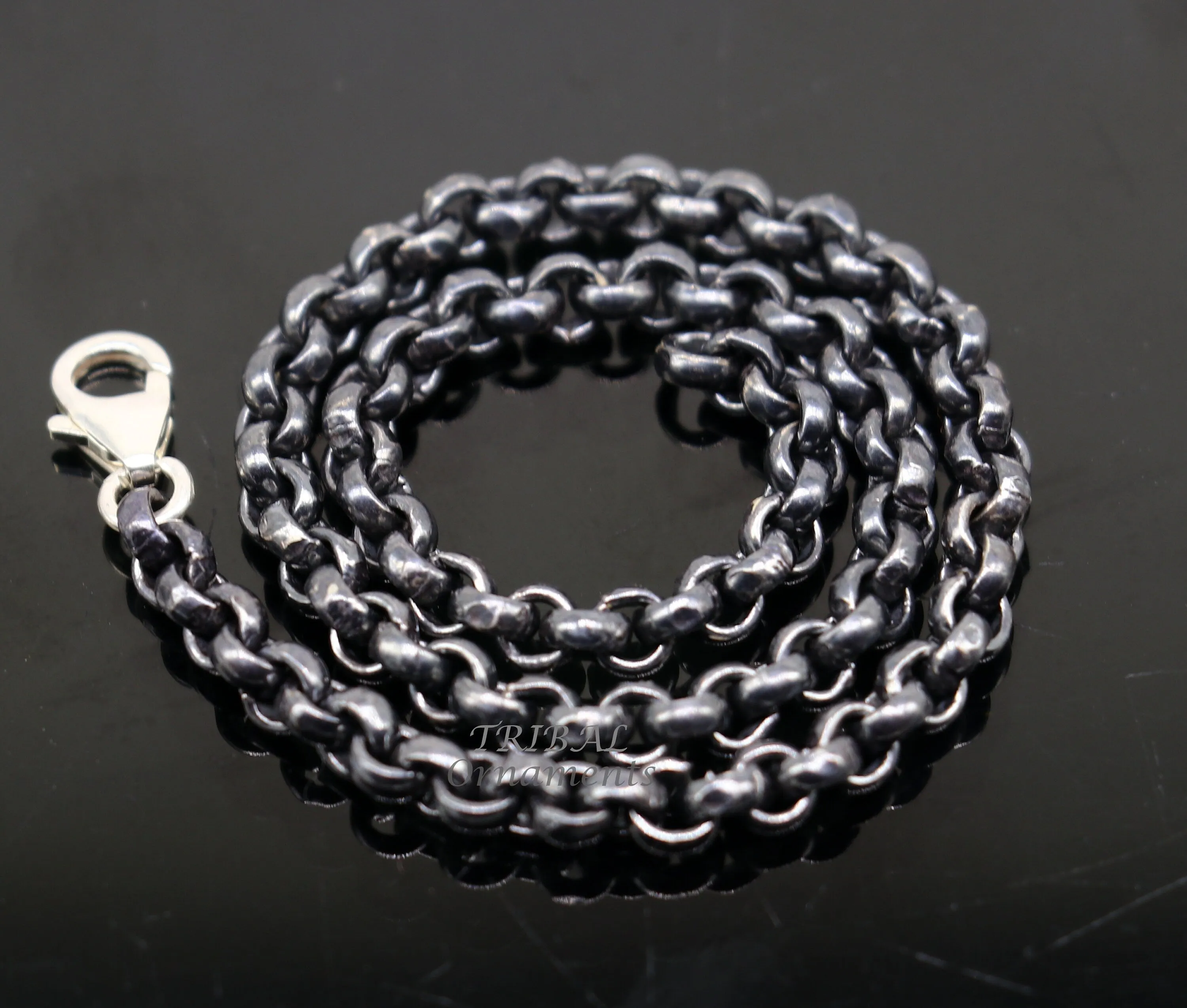Handmade 925 sterling silver rolo chain oxidized single anklet bracelet, silver anklets, foot bracelet amazing belly dance jewelry ank512
