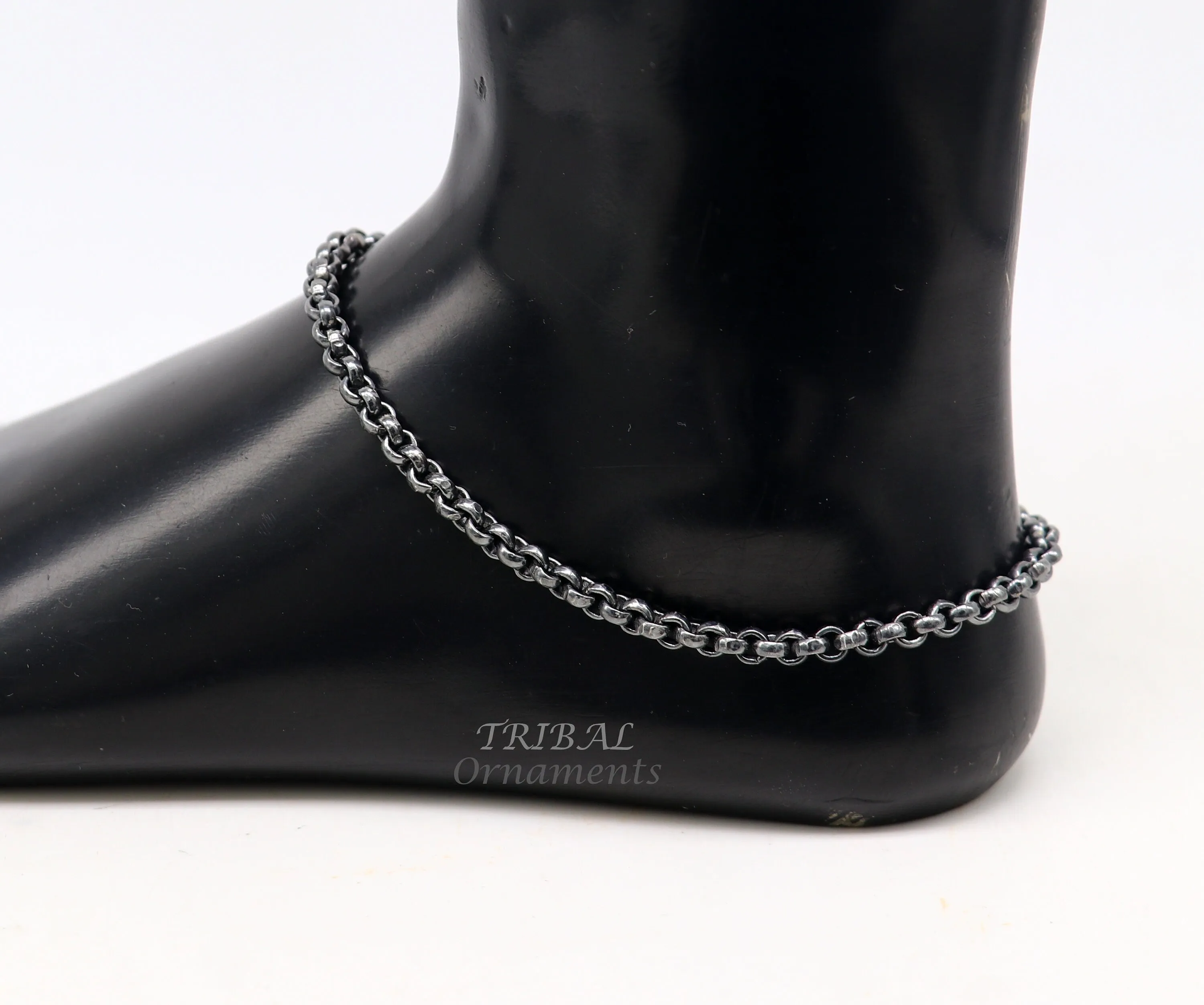 Handmade 925 sterling silver rolo chain oxidized single anklet bracelet, silver anklets, foot bracelet amazing belly dance jewelry ank512