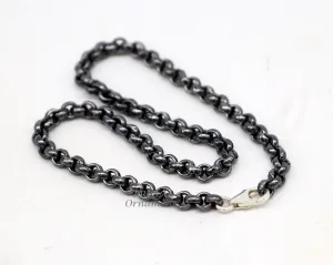 Handmade 925 sterling silver rolo chain oxidized single anklet bracelet, silver anklets, foot bracelet amazing belly dance jewelry ank512