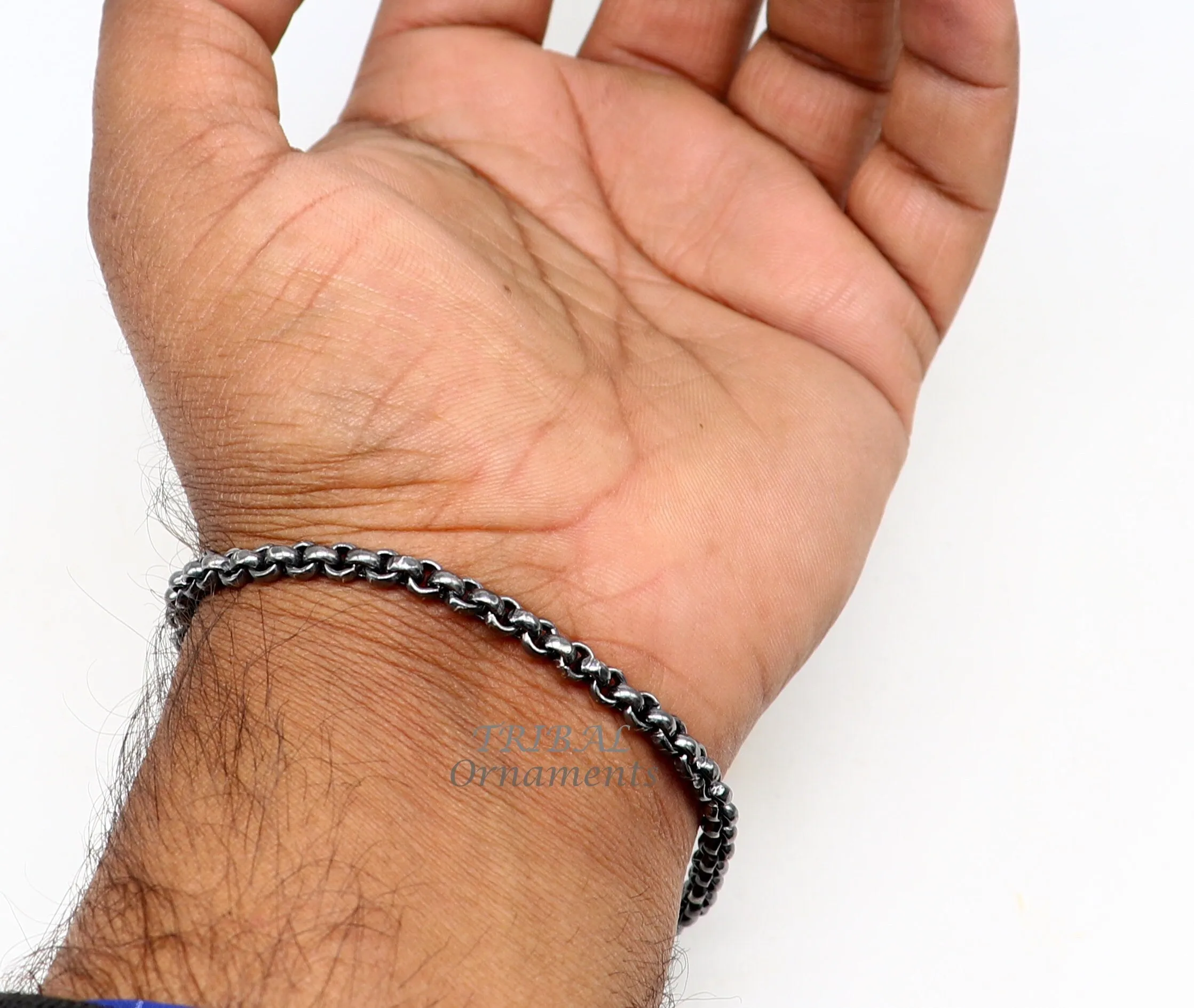 Handmade 925 sterling silver rolo chain oxidized single anklet bracelet, silver anklets, foot bracelet amazing belly dance jewelry ank512