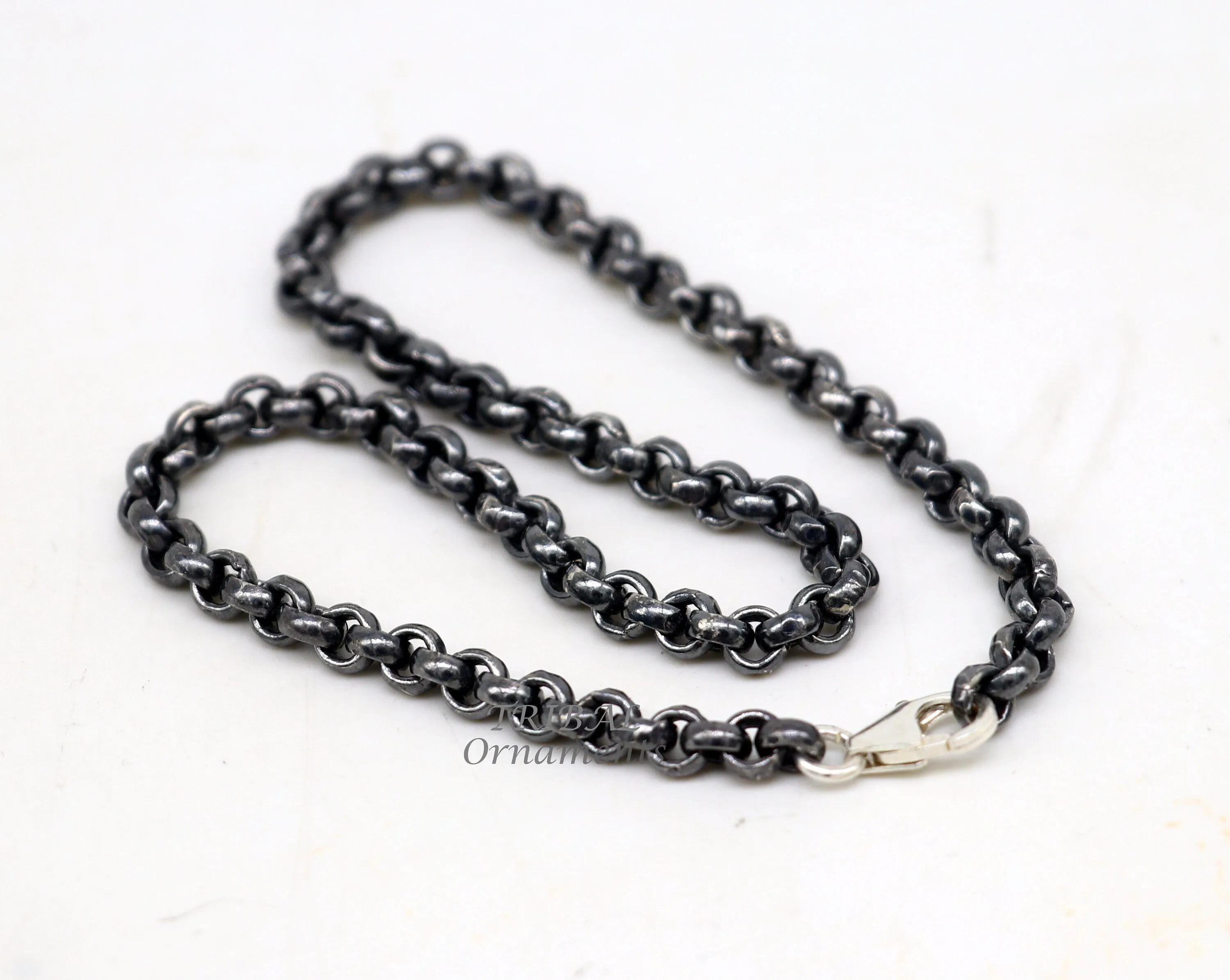 Handmade 925 sterling silver rolo chain oxidized single anklet bracelet, silver anklets, foot bracelet amazing belly dance jewelry ank512