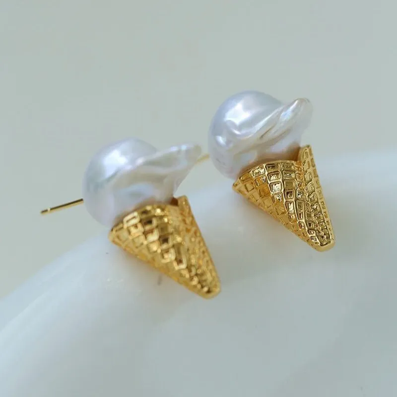 Ice Cream Baroque Pearl Earrings